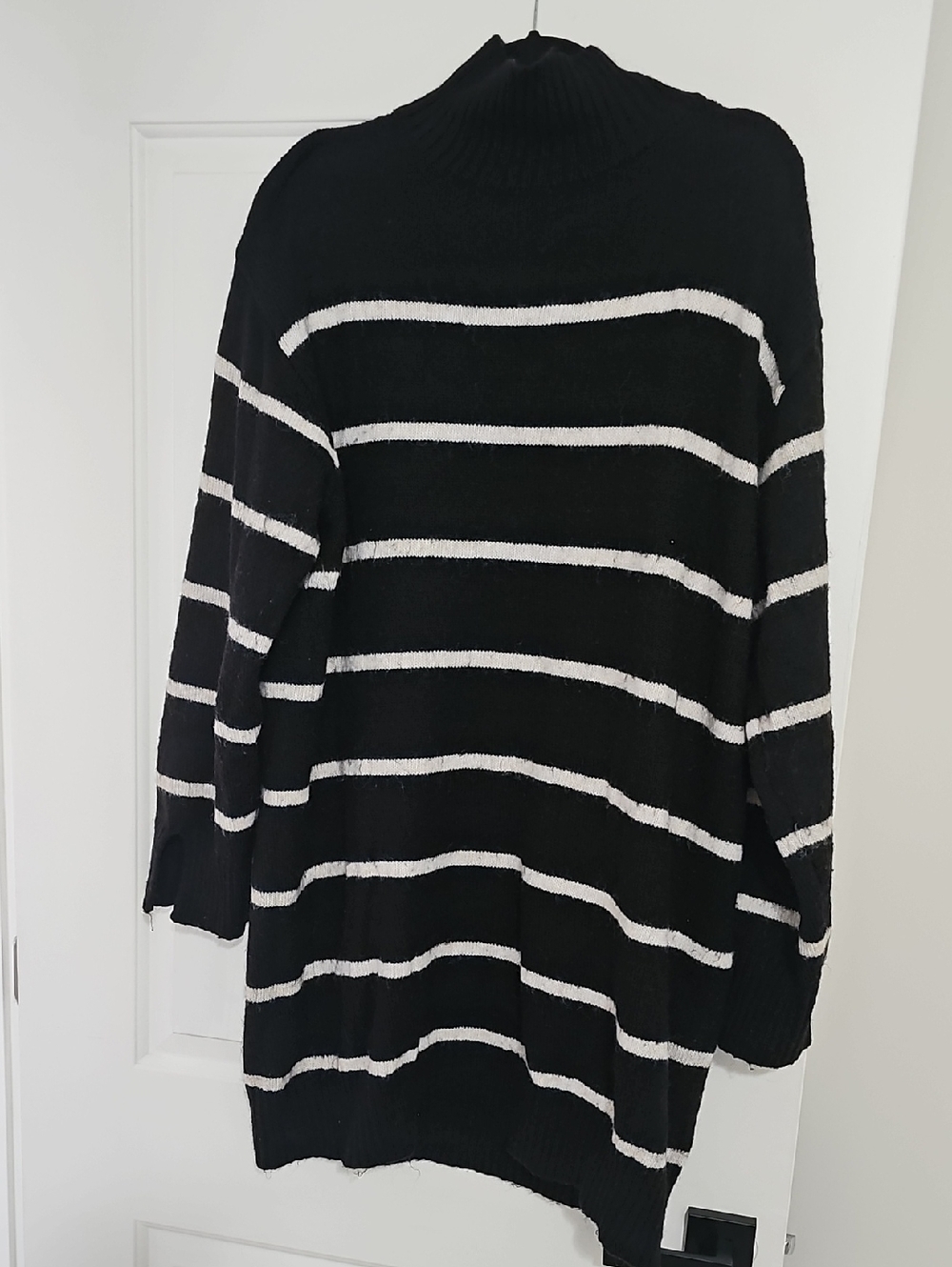 H&M Black and White Striped Turtleneck Sweater